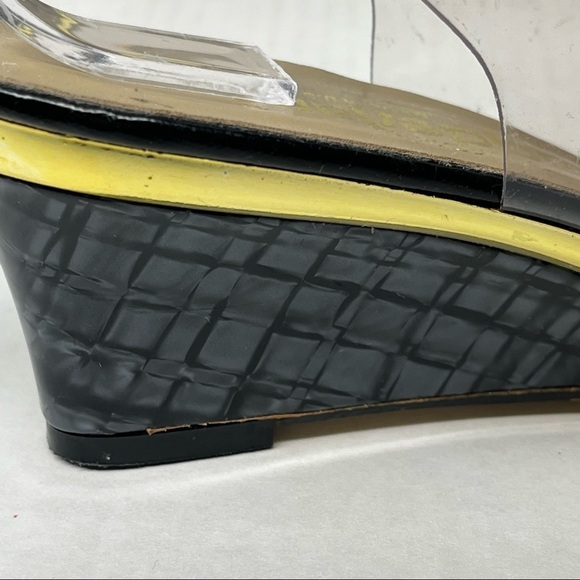 California Magdesians Clear Transparent Enamel Like Wedge Heel Sling Back Y2K - Picture 6 of 13